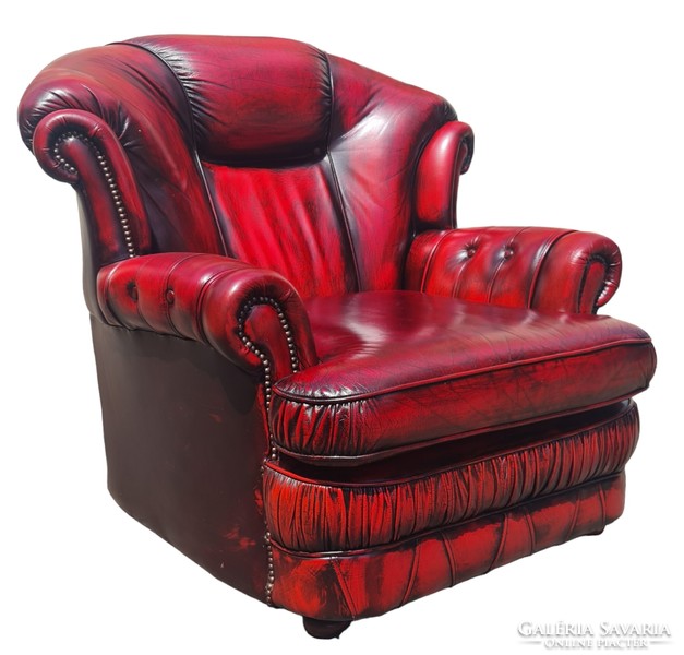 A736 original English chesterfield leather armchair