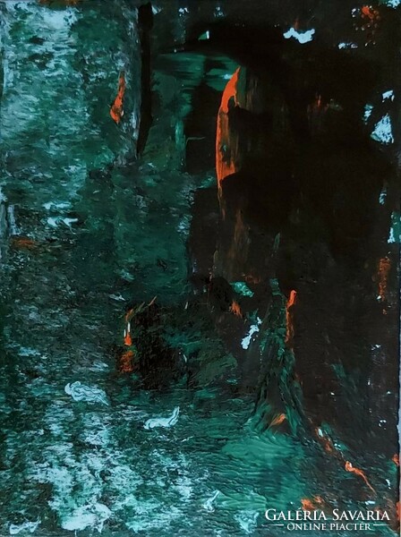 "Falling into the deep" acrylic - mixed media, 40x30 cm, canvas, signed