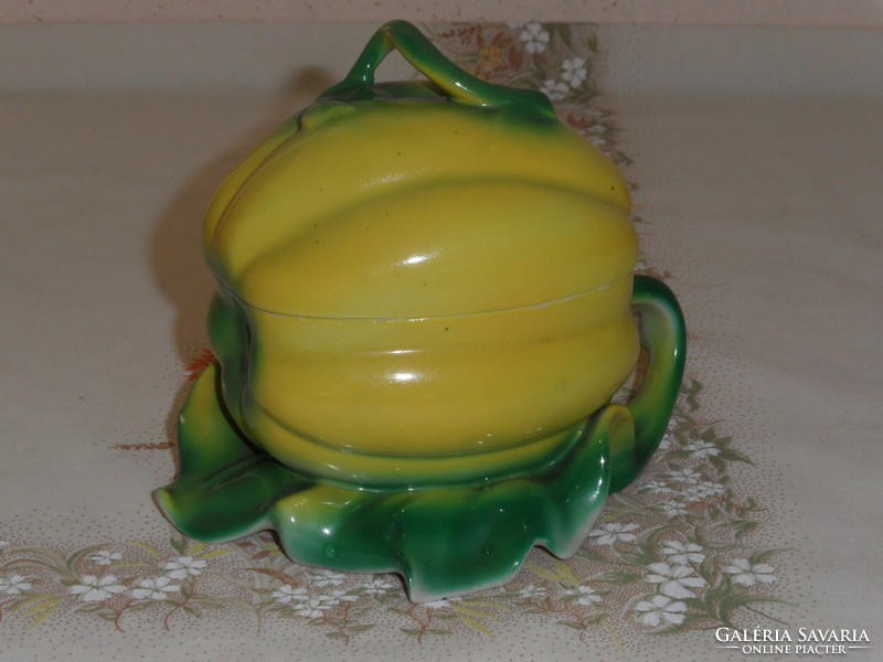 Old Russian porcelain bonbonier in the shape of a pumpkin