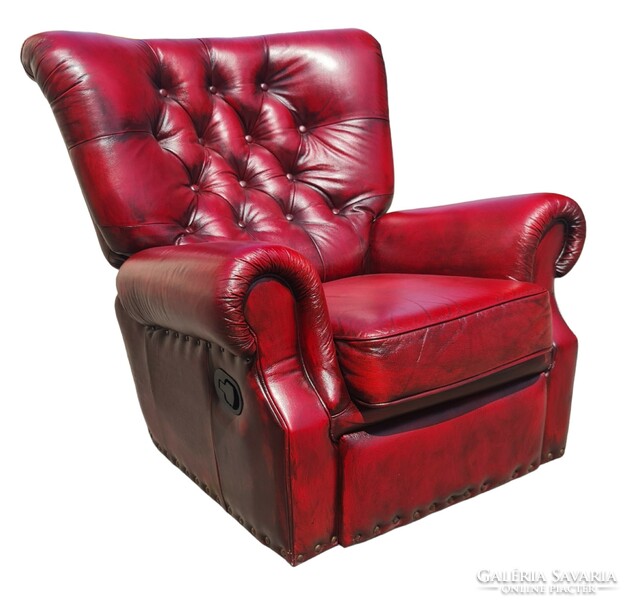 A739 original English chesterfield leather armchair with comfort function