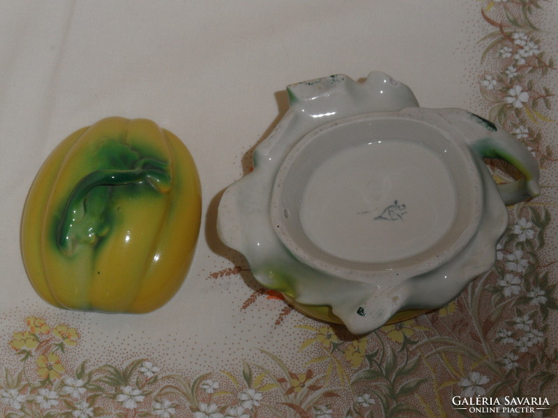 Old Russian porcelain bonbonier in the shape of a pumpkin