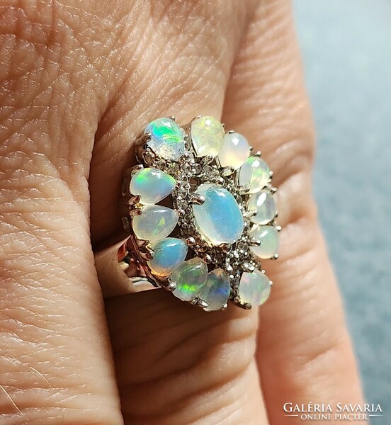 Noble opal full gemstone, sterling silver ring size 56 /925/ - new, many handcrafted jewelry!