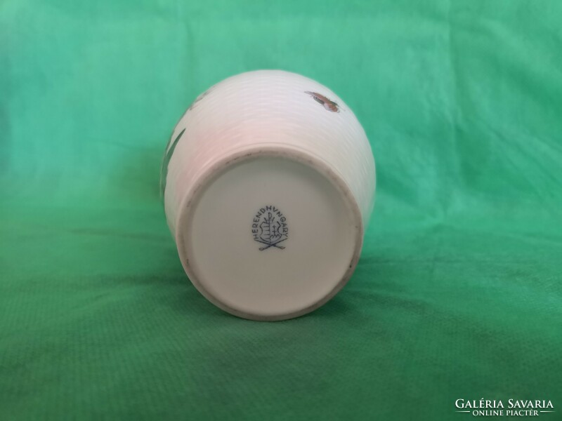 Herendi Rothschild porcelán váza, kosárfonott mintázatú porcelán
