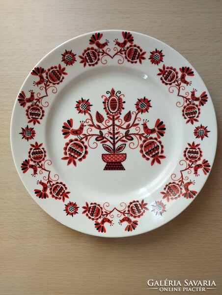 Hollóházi porcelain - wall plate with a folk motif