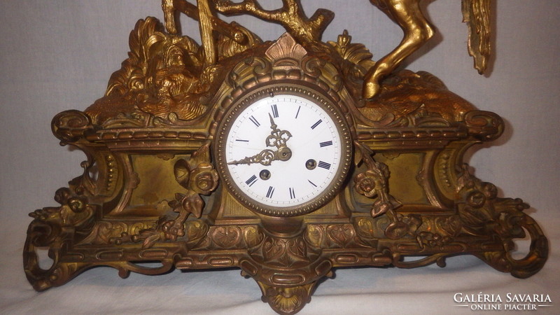 Antique fireplace clock with horse statue