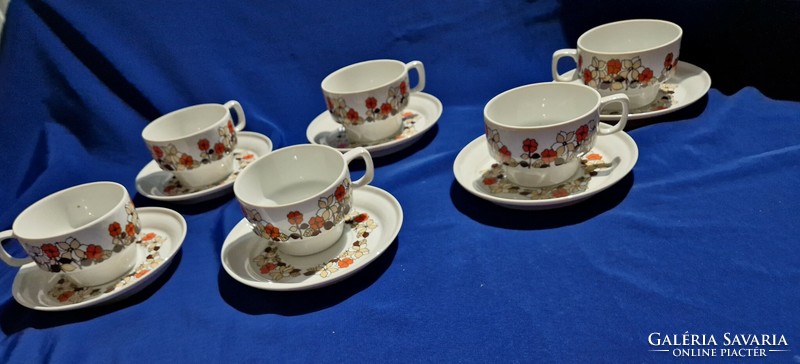 Vintage Hollóházi teás (ritkább) csésze szettek J. Seregély Márta tervezte