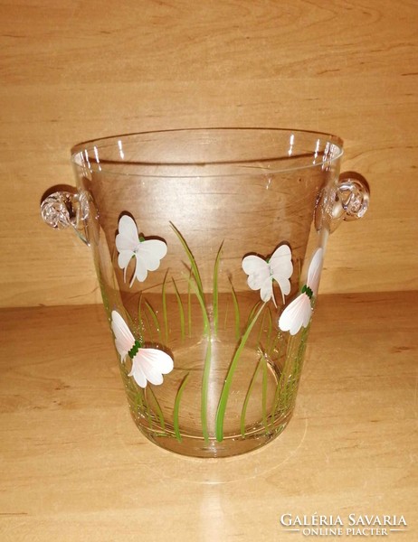 Retro, painted, butterfly - butterfly pattern glass ice cube holder ice bucket (34/d)