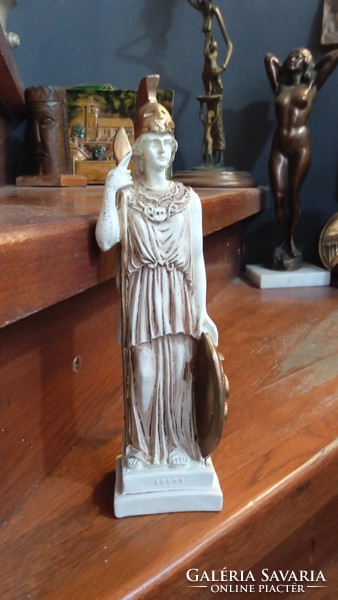 Athena görög háború istennő alabástrom szobra, 24 cm-es magasságú.