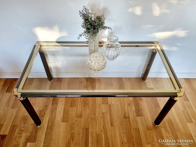 Elegant, two-color vintage coffee table, glass table