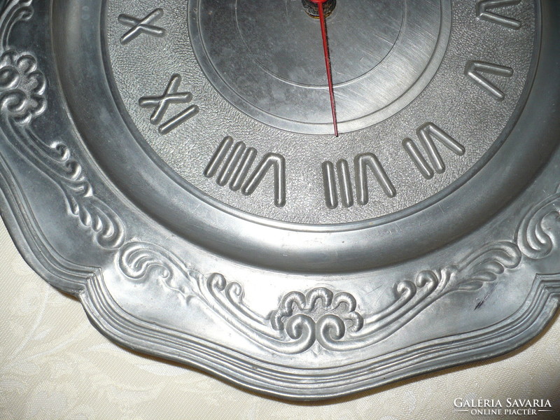Nicely crafted pewter wall clock