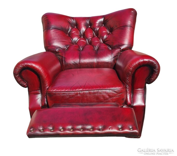A739 original English chesterfield leather armchair with comfort function