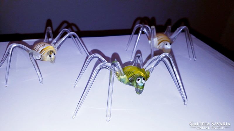 Glass spider family set of 3. Sold together. The price is HUF 9,900
