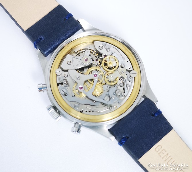 Actua Genéve vintage chronograph karóra, egyedileg készített acél tokban, Landeron 51-es caliberrel