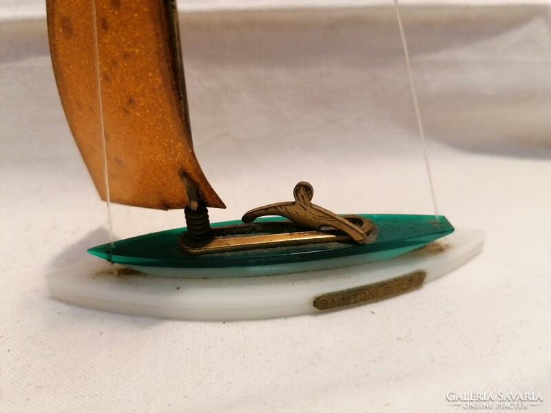 Balaton memorial, marked industrial artist plexiglass sailboat