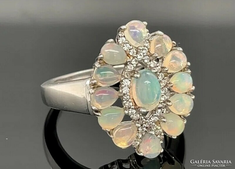 Noble opal full gemstone, sterling silver ring size 56 /925/ - new, many handcrafted jewelry!