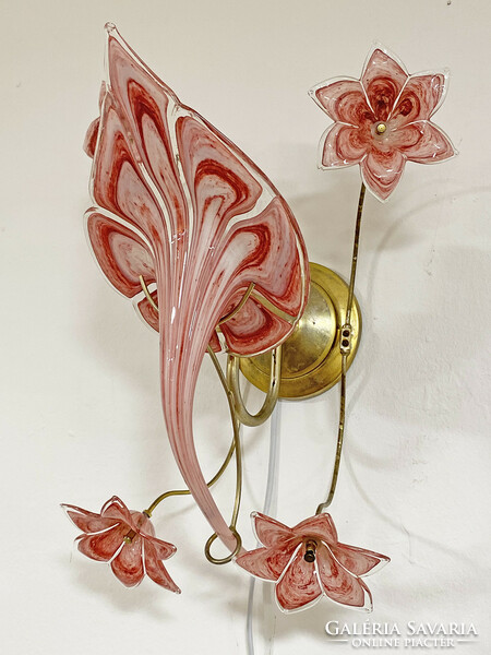 Italian blown glass lily wall lamp - franco luce