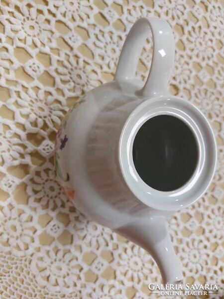 Hennenberg német porcelán, szép virágos, kávés kiöntő, kanna, tető nélkül