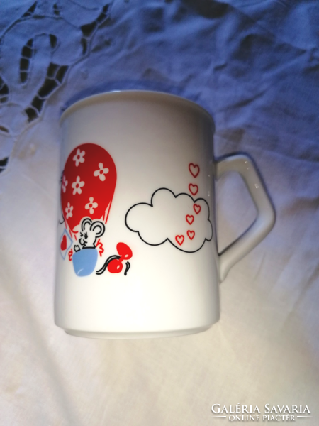 Zsolnay, rare, little mice in love cup, mug 15.