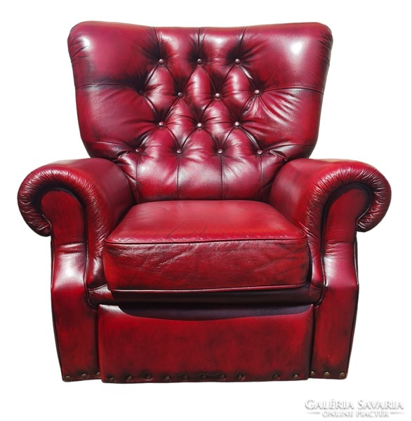 A739 original English chesterfield leather armchair with comfort function