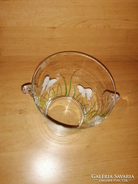 Retro, festett, lepke - pillangó mintás üveg jégkockatartó jeges vödör (34/d)