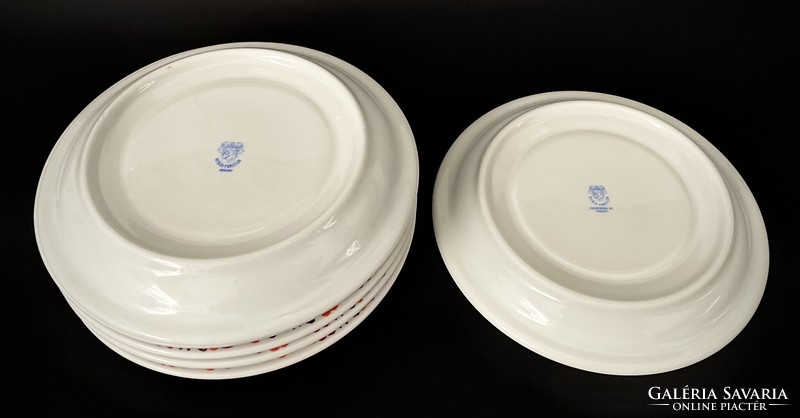 Alföldi 8 red Hungarian saucer plates