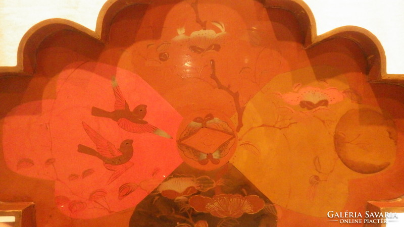 Antique Japanese painted lacquer tray with birds