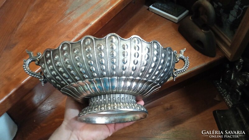 Thickly silver-plated art deco centerpiece, excellent, size 40 x 22 cm.