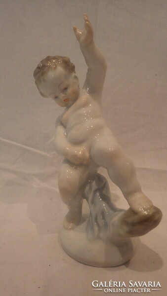 Herend porcelain putto statue