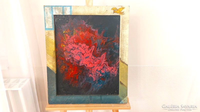 (K) abstract painting with frame 48x58 cm