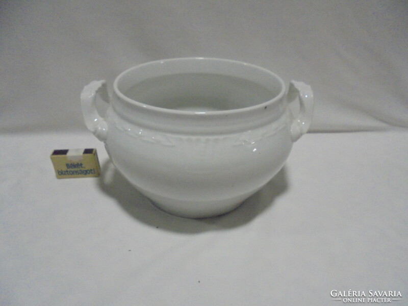 Antique, thick-walled white coma bowl, soup bowl