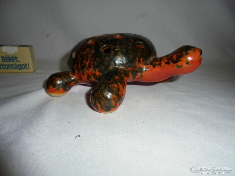 Retro teknős - Tófej kerámia ikebana, kerámia váza