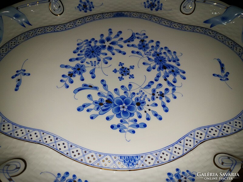 Herend blue waldstein ribbon bowl