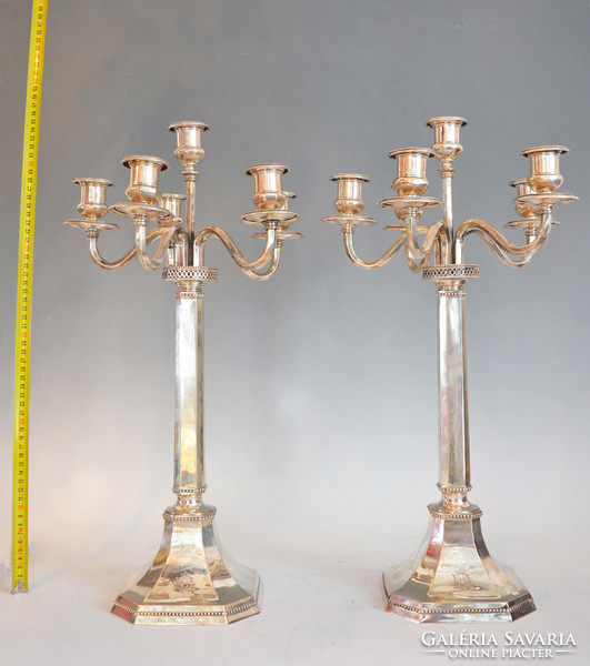 Pair of silver candelabra - with pearl decoration (6 branches)