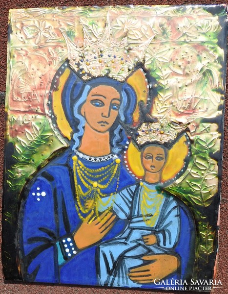 Szűz Mária Kisjézussal - tűzzománc kép