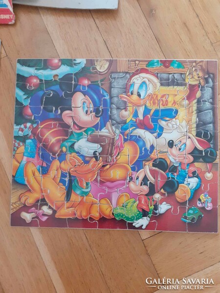 Disney - mickey mouse 2 pcs retro wooden puzzle complete play time 25 pcs and 49 pcs together