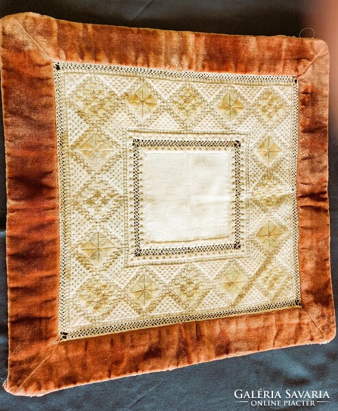 ART DECO DEKO BÁRSONY DÍSZPÁRNA PÁRNA LAP KÉZI MESTERMŰ ÉRTÉKES MAGYAR KÉZIMUNKA