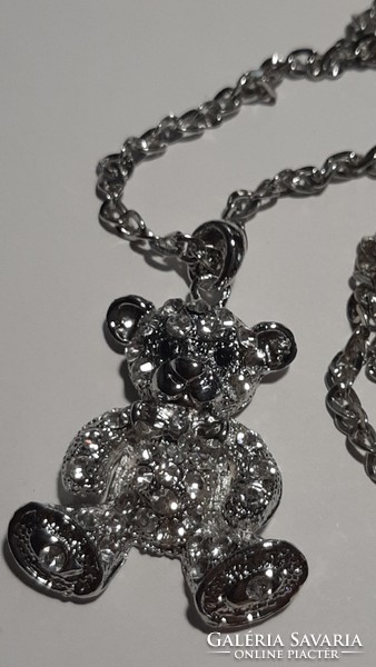 Large teddy bear and chain encrusted with beautiful crystals