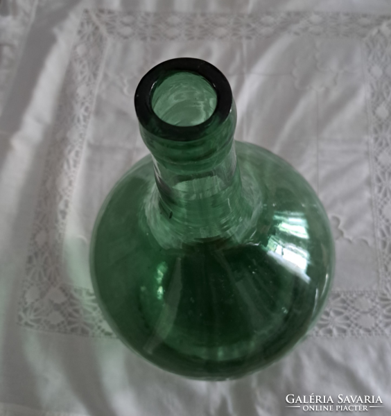 Nagy méretű 5 literes zöld borosüveg, üvegpalack, ballon