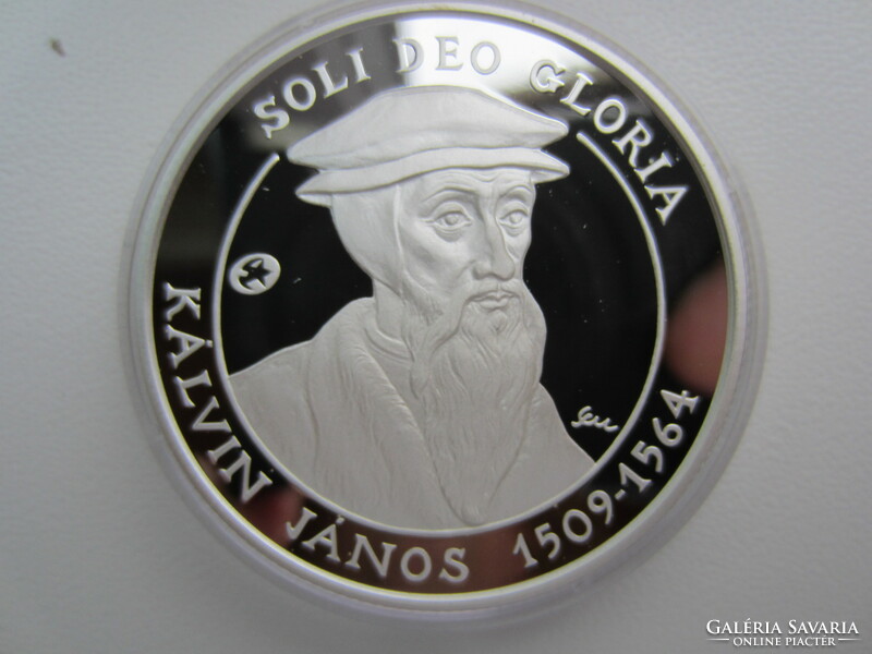 Silver commemorative coin of János Kálvin with face value of 5000 HUF, 2009 issue