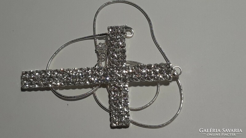 A wonderful cross and chain encrusted with huge crystals