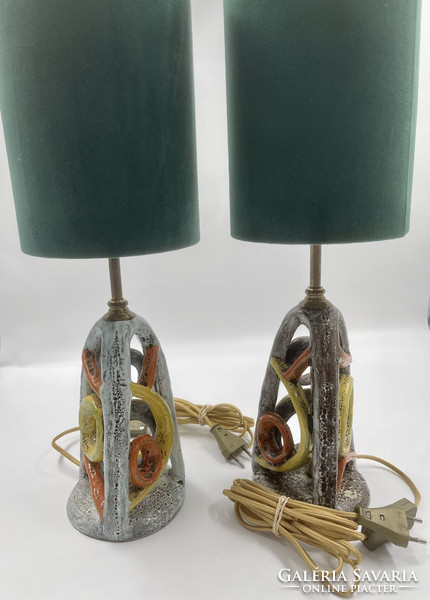 Ilona Pál, retro, pair of ceramic table lamps