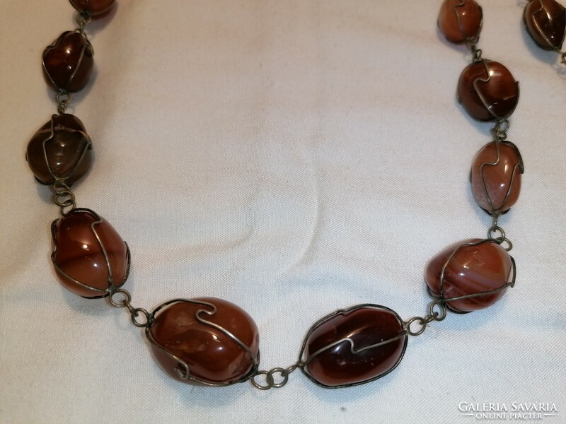 Mineral necklace and bracelet set (jasper?) 133 Grams