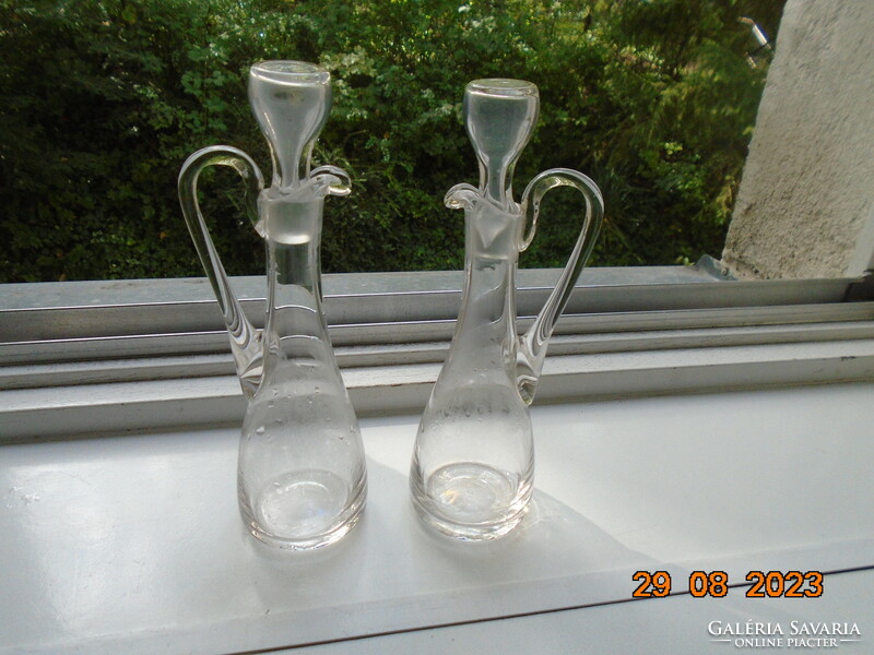 Antique handmade vinegar oil pourer with a pair of polished stoppers