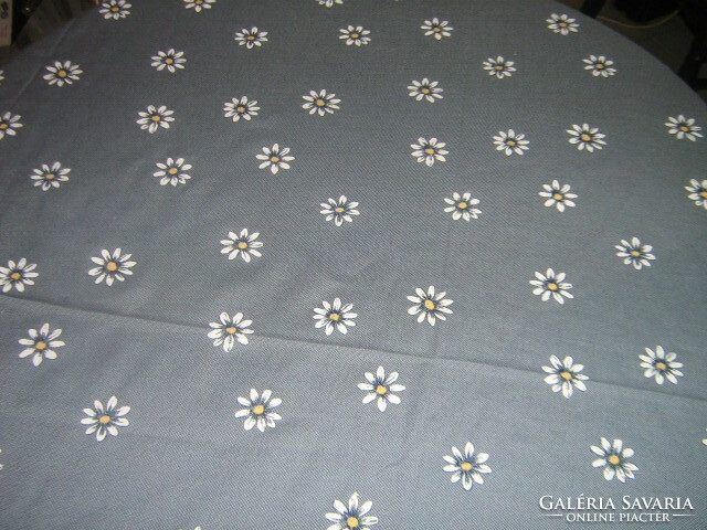 Elegant woven tablecloth with a beautiful blue flower pattern