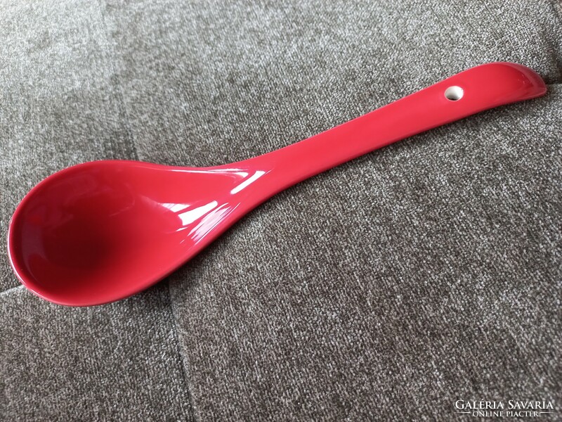 Red porcelain serving spoon 24 cm