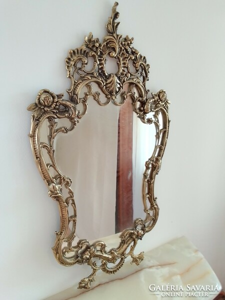 Gilded console table with mirror and marble top! In beautiful condition!