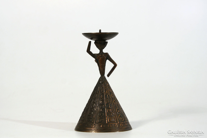 Metal craftsman candle holder female figure figure 9.5cm | copper bronze statue