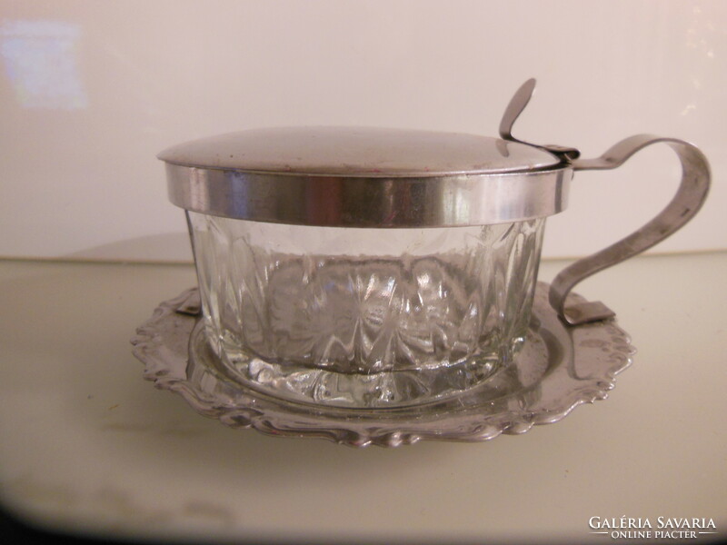 Sugar bowl - silver-plated - 14 x 12 x 5 cm - English - thick - crystal - perfect