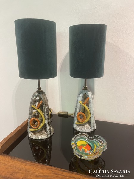 Ilona Pál, retro, pair of ceramic table lamps