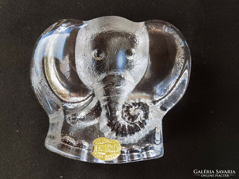 Vintage Riedel kristályüveg, elefánt alakú levélnehezék
